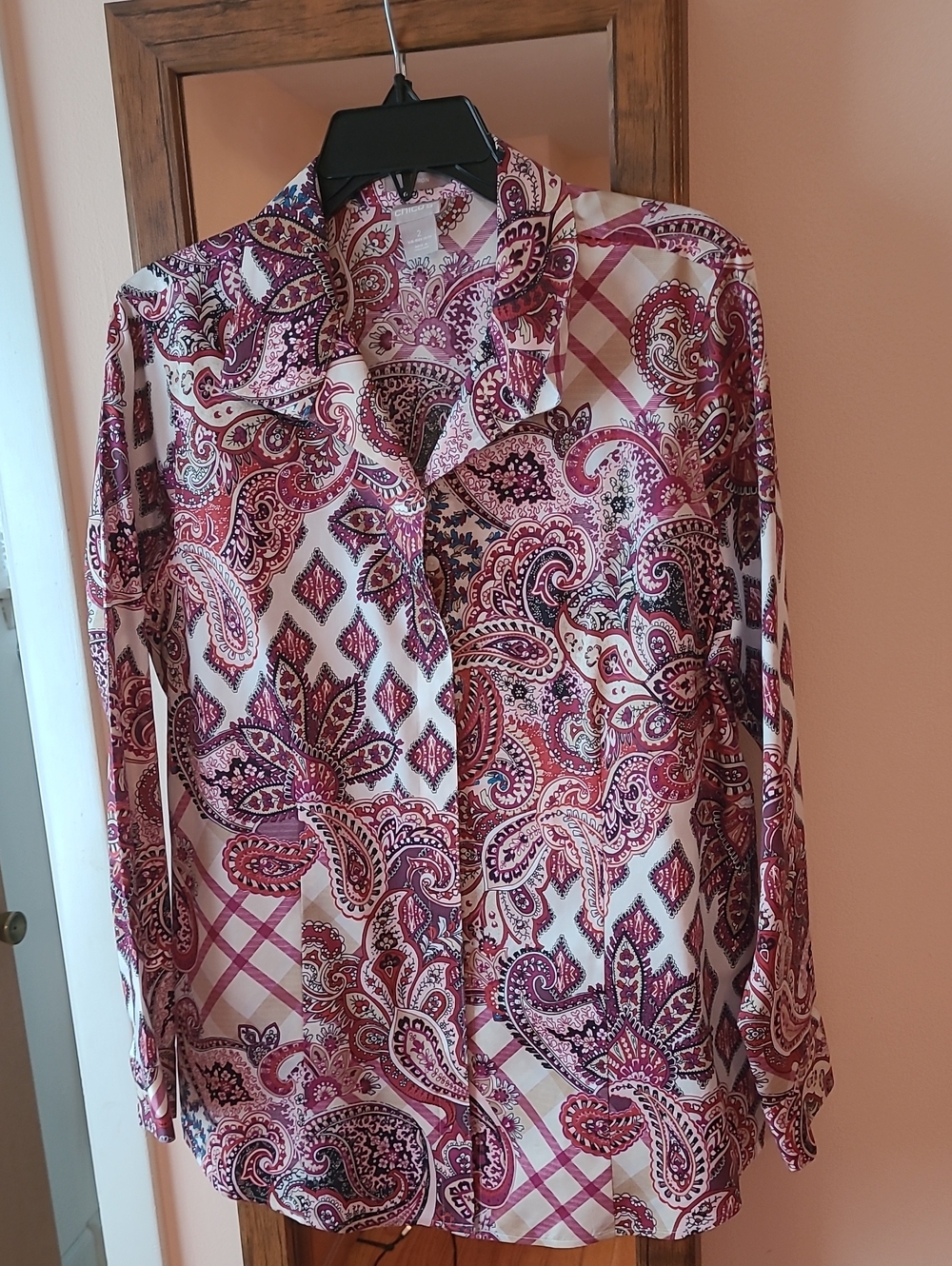 Chico's Pink & Cream Paisley Button-Down Blouse